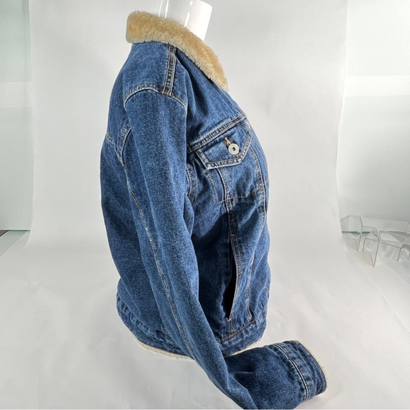 Disney Tinkerbell Denim Jean Jacket Faux Fur Lined Women's Embroidered MED VTG - Picture 17 of 17